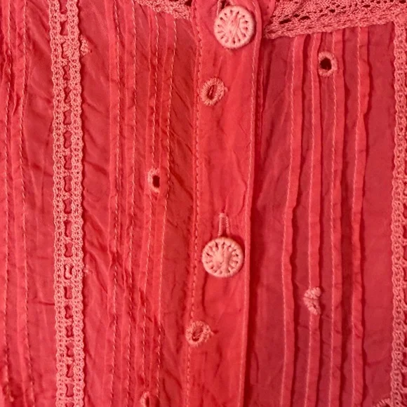 Johnny Was Womens Pink Floral Oversized Embroidered Long Sleeve Top Size Small - Picture 5 of 8